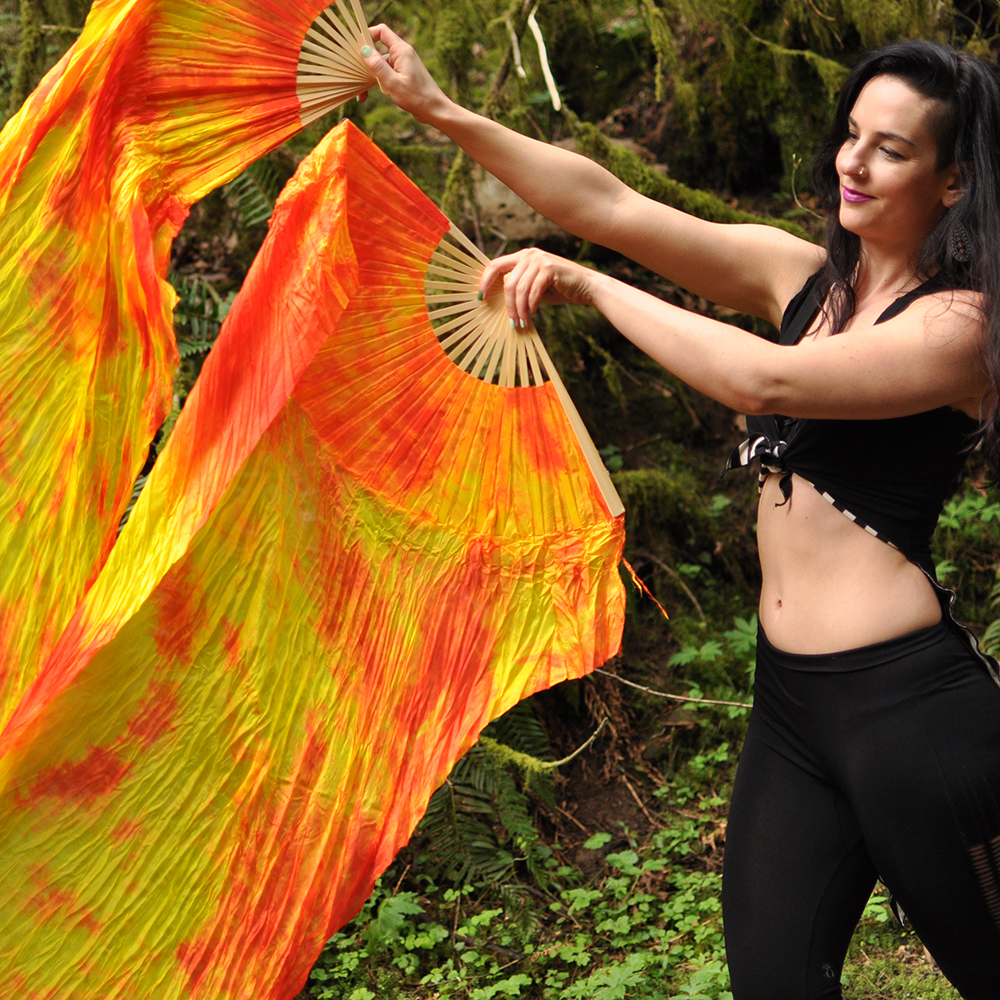Fire Opal Silk Veil Fans - Image 3