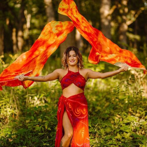 Fire Opal Silk Veil Fans