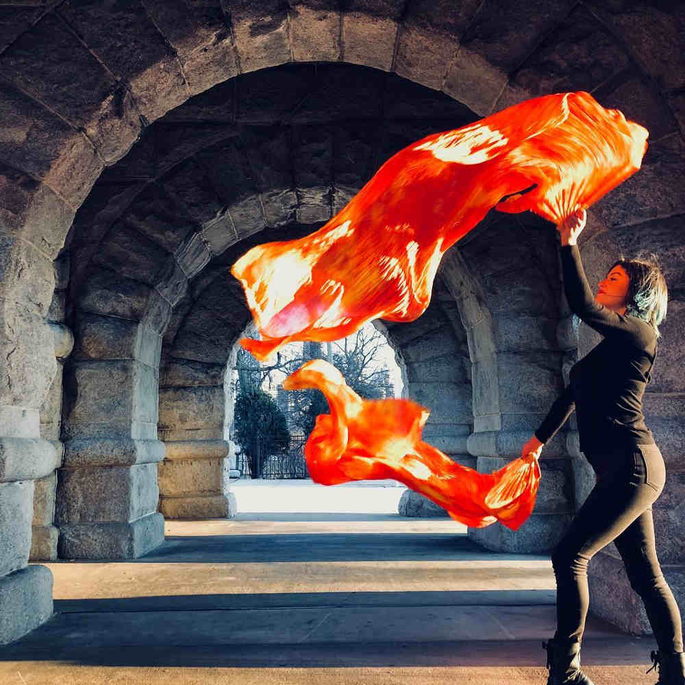 Fire Opal Silk Veil Fans - Image 2