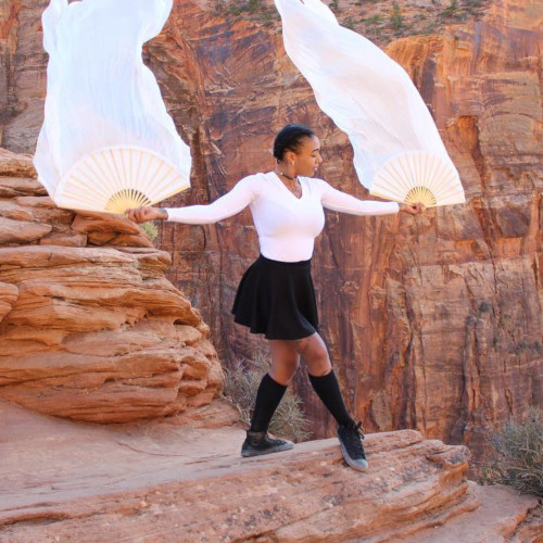 Moonflower Silk Veil Fans - Image 7