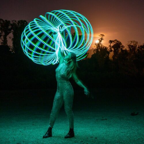 FutureHoop Pro - 33" hoop in 3/4" Transucent Dew tubing, removable batteries