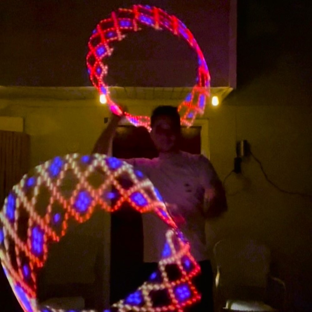 FutureHoop Designer - 26" hoop in 5/8", Clear Polypro tubing, HD LEDs, non-removable batteries (Ready to Ship)