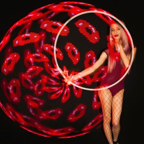 FutureHoop Designer - 28" OD in 5/8" HDPE tubing, HD LEDs, removable batteries (Ready to Ship)