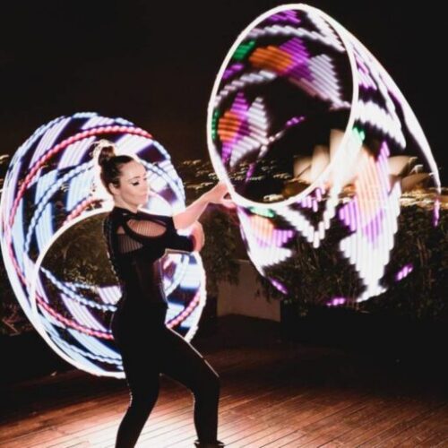 FutureHoop Designer - 28"OD hoop in 5/8" Clear Polypro tubing, standard LEDs, non-removable batteries