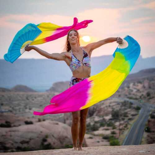 Wildflower Silk Veil Fans